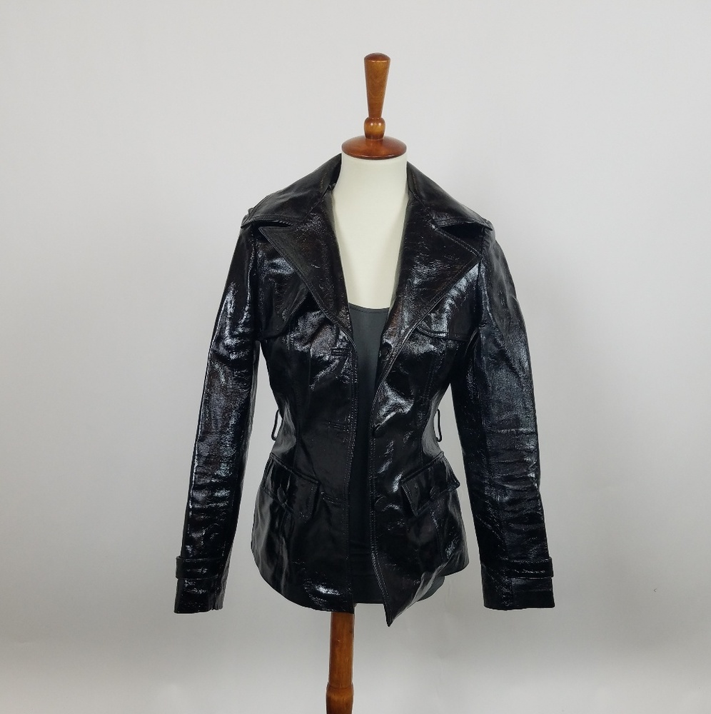 Cache black leather jacket